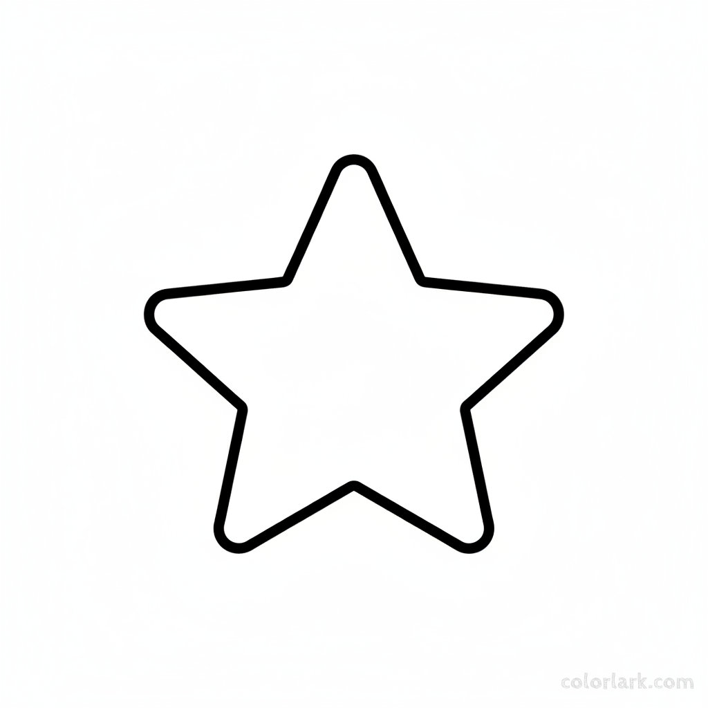 A black-and-white line art illustration featuring one shiny gold star, ideal for a number 1 counting activity for toddlers.