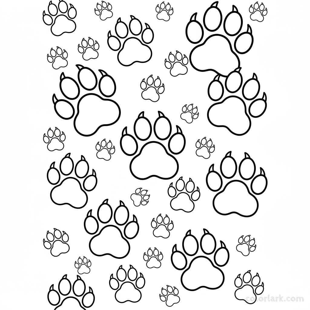 Indian Tiger Paw Print Pattern Coloring Page for Kids - Colorlark