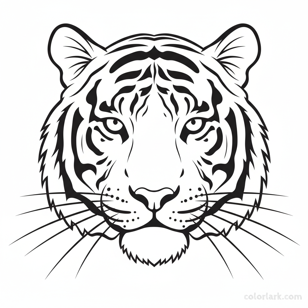 Regal Indian tiger close-up coloring page from Colorlark