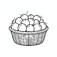 Basket of water balloons for Holi coloring page by Colorlark