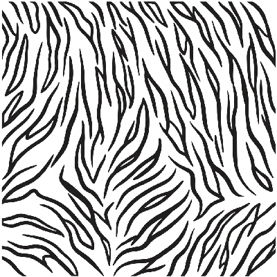 Black and white line art close-up of intricate Indian Tiger stripes pattern, filling the page.