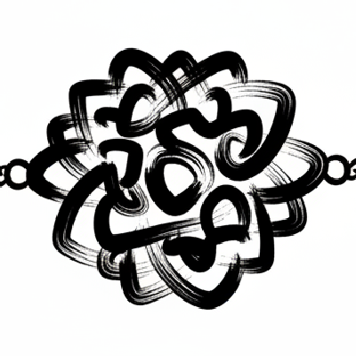 Black and white line art of a bold abstract brushstroke Rakhi with dynamic, sweeping lines and irregular shapes for expressive coloring.