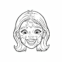 Girl with smudged face Holi coloring page for kids