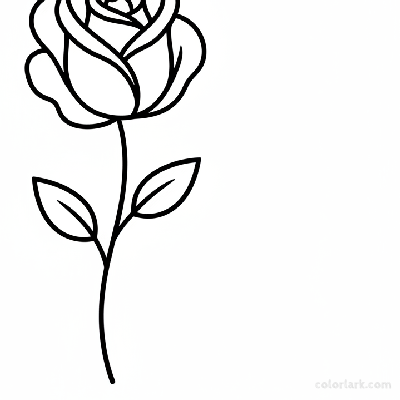 Black and white line art of a minimalist rose with essential lines, simple and modern aesthetic