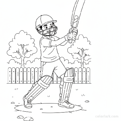 Happy young Indian cricketer wearing helmet and pads, swinging his bat while practicing in a park.