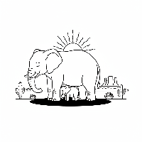Mother elephant shading baby elephant from the sun coloring page