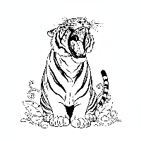 Indian tiger yawning widely after waking up free printable coloring page