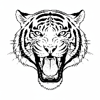 Indian Tiger Head Roaring Coloring Page