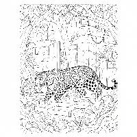 Indian Leopard on ancient stone ruins coloring page