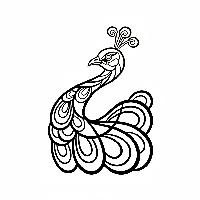 Peacock head and neck with abstract patterns coloring page