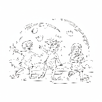 Children chasing with water balloons during Holi festival coloring page.
