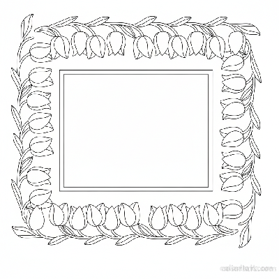 Line art illustration of a decorative tulip border design