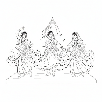 Group of women folk dancing for Holi coloring page