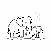 Mother and baby elephant coloring page, baby elephant learning to listen