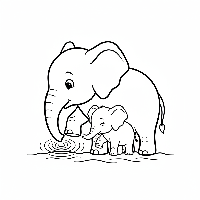 Mother elephant teaching baby ground vibrations free printable coloring page