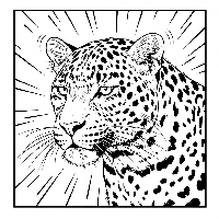 Indian leopard with alert ears in the jungle coloring page for kids