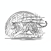 Indian tiger sprinting through forest coloring page