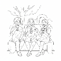 Friends sharing Thandai after Holi celebration coloring page