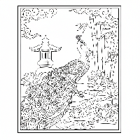 Peacock in Oriental Garden Zen adult coloring page - free printable