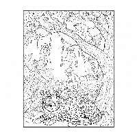 Indian Leopard watching monkeys coloring page for kids