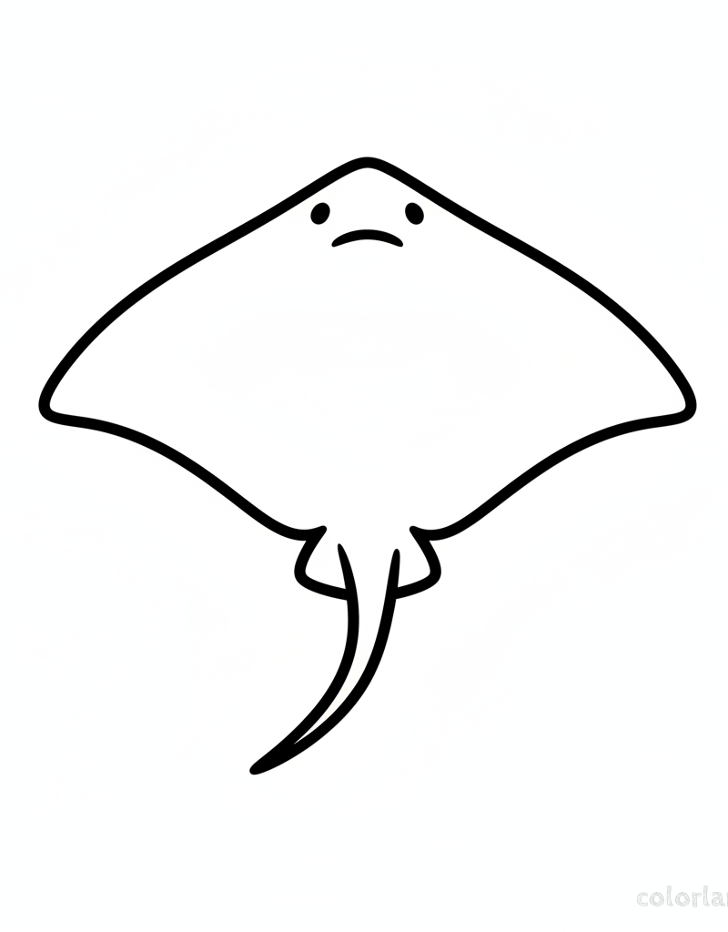 Ray Fish Silhouette – Simple Coloring Page